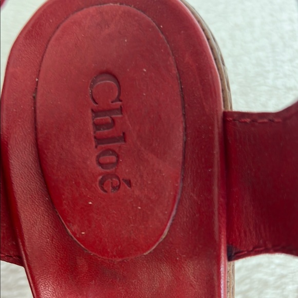 Chloe Women's Red Leather Sandals - Picture 6 of 10